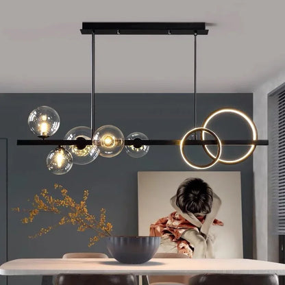 DecorBites™ Glass Bubble Chandelier: Modern Nordic LED Pendant Lighting for Dining Room & Kitchen