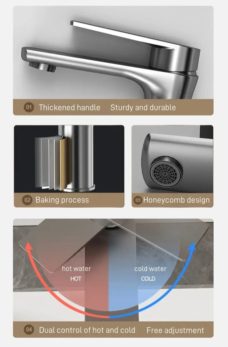 DecorBites™ Modern Stainless Steel Bathroom Sink Faucet