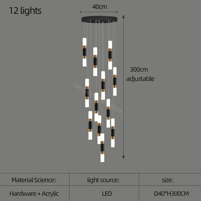 Lámpara de araña LED DecorBites™ para escalera, mesa de comedor o cocina. Lámpara de araña acrílica.