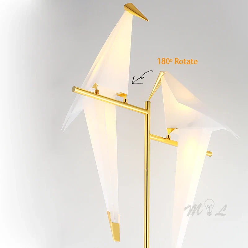 DecorBites™ Gold Origami Bird Floor Lamp: Modern Home Decor and Reading Light