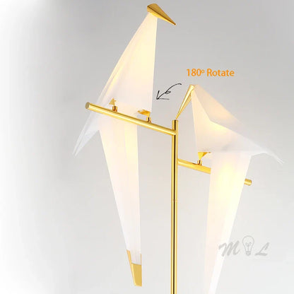 DecorBites™ Gold Origami Bird Floor Lamp: Modern Home Decor and Reading Light