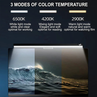 Barra de luz para monitor DecorBites™ 3 en 1: Lámpara de pantalla de aluminio USB con tecnología de cuidado ocular.