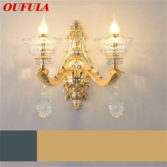 DecorBites™ Gold Crystal Wall Sconce LED Lamp for Home Bedroom & Living Room