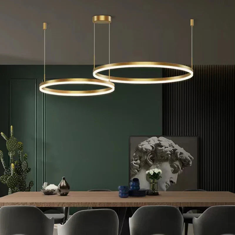 Lámpara colgante DecorBites™ Gold Ring, lámpara de techo LED circular de acrílico