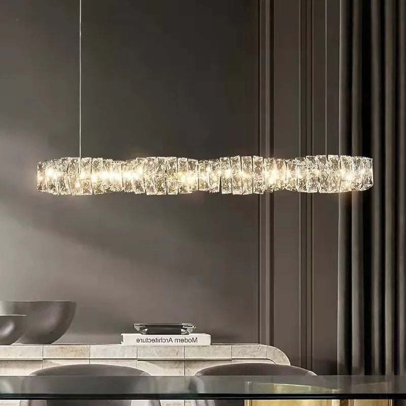 DecorBites™ Dimmable Crystal Chandelier Pendant Light for Modern Luxury Living Room.
