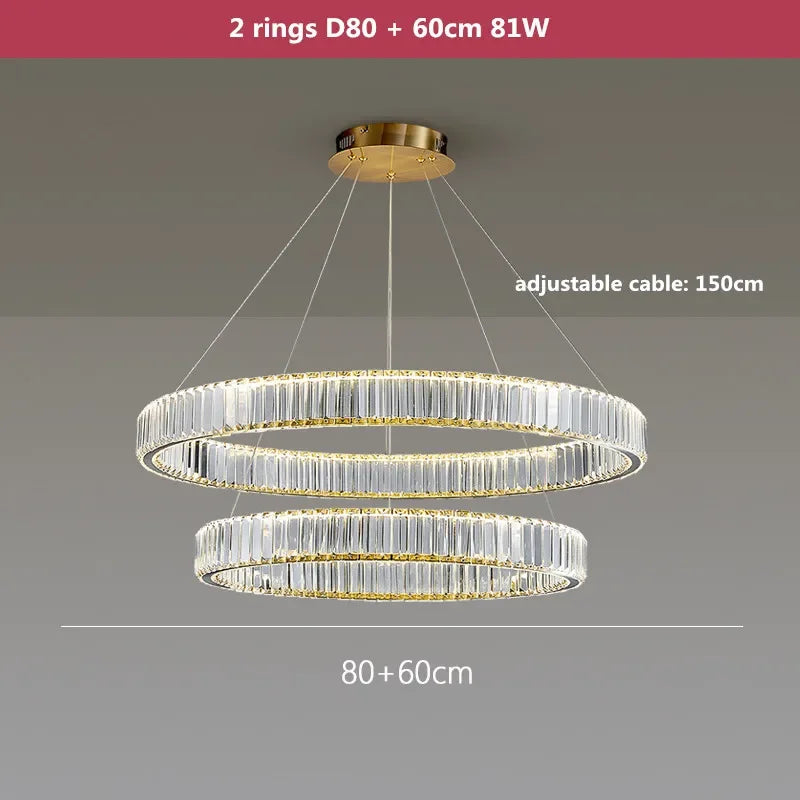 Lámpara de araña LED de cristal DecorBites™: Iluminación colgante moderna de acero para una decoración de vestíbulo lujosa
