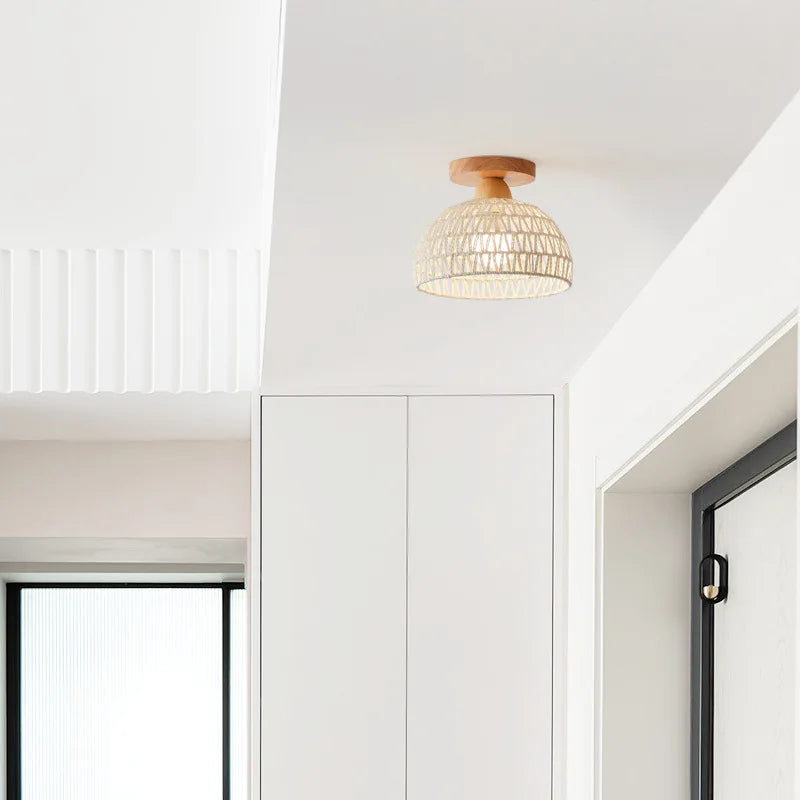 Lámparas de techo LED DecorBites™ de madera de mimbre, estilo nórdico moderno para pasillos