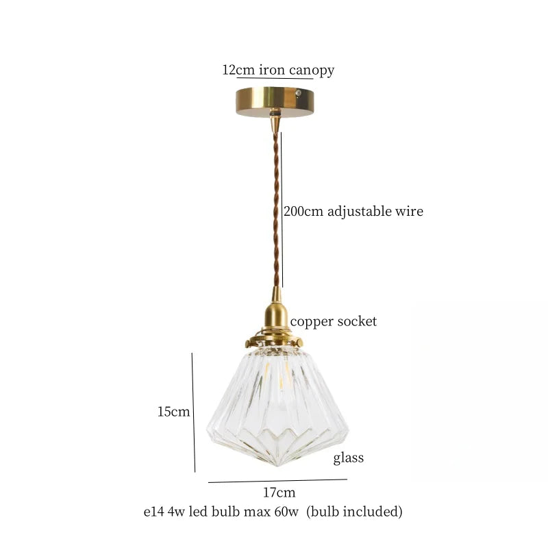 DecorBites™ Clear Glass Copper LED Pendant Lamp for Home Decor & Lighting