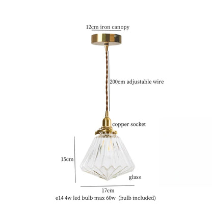 DecorBites™ Clear Glass Copper LED Pendant Lamp for Home Decor & Lighting