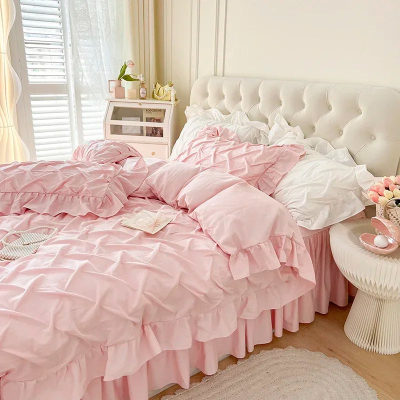 Decobites Princess Cotton Bedding Set - King Queen Twin Double Size Duvet Cover Sets