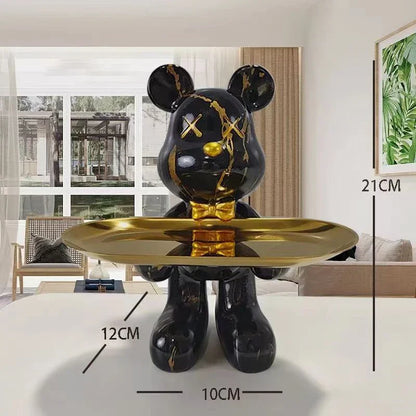 Figura de oso con grafiti DecorBites™, escultura decorativa para el hogar, estatua para estante o mesa, ideal como regalo.