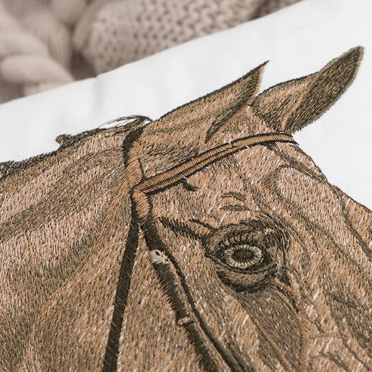 DecorBites™ Horse Head Embroidery Pillowcase, Nordic Luxury Design for Modern Living Room