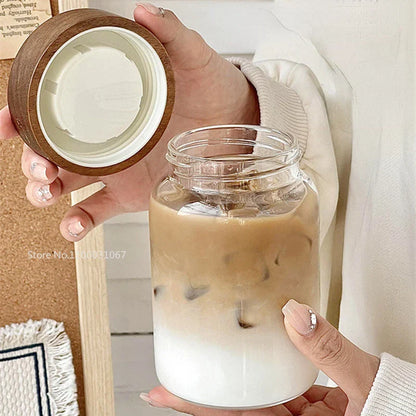 DecorBites™ Glass Tea Cup with Lid: High Temp Resistant & Sealed Coffee Cup