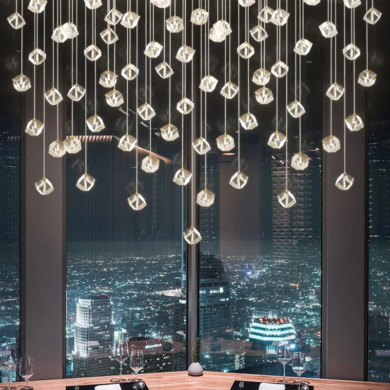 DecorBites™ Crystal LED Chandelier for Staircase: Luxury Indoor Stair Lighting Fixture