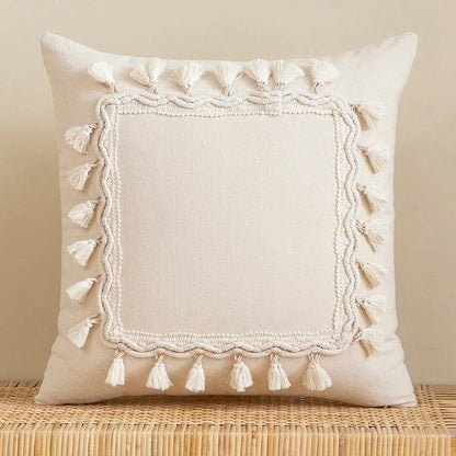 DecorBites™ Boho Macrame Woven Cushion Cover for Home Decor, Comfy Farmhouse Pillow Case