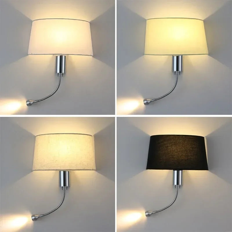 DecorBites™ Elegant Fabric Wall Lamp for Bedside Reading in Modern Nordic Style