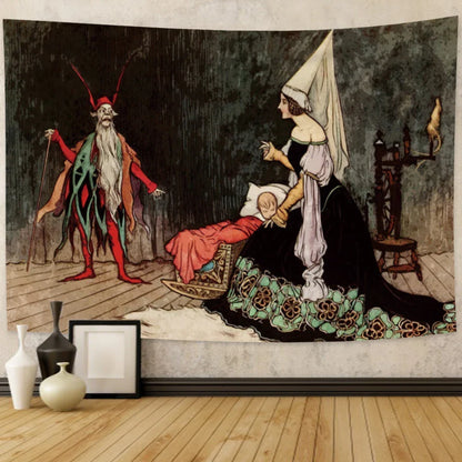 Decobites Tapestry Unicorn Hanging Cloth Medieval Ladies Decor Wall Tapestries