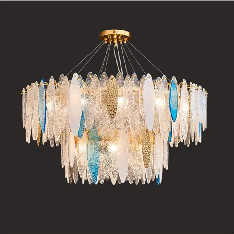 DecorBites™ Gold LED Glass Chandelier for Dinning Living Room Bedroom_main keyword: Pendant Lamps
