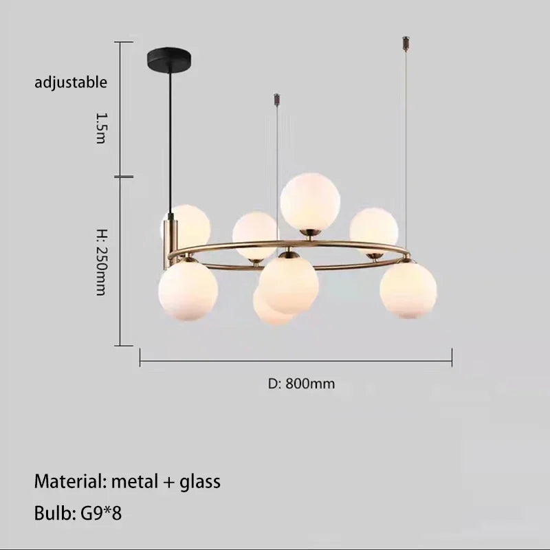 DecorBites™ Glass Chandelier G9 Hanging Light for Living Room Bedroom Decor