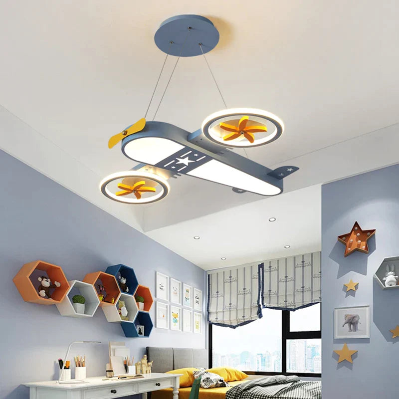 DecorBites™ Kids Airplane Ceiling Lights Remote Control Dimmable LED Chandelier