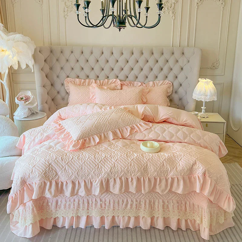 Quilted Lace Ruffle Bedding
