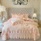 Decobites Korean Princess Style Quilted Bedding Set with Lace Ruffles 200x230cm