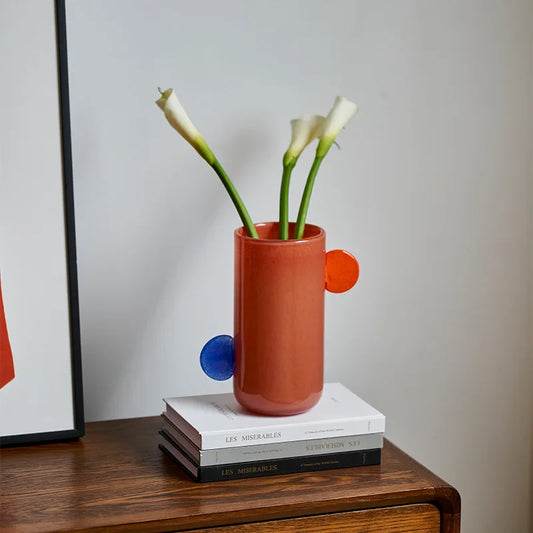 مزهرية زجاجية هندسية من DecorBites™ - لمسة ديكور منزلية ملونة