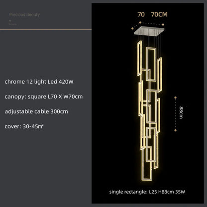 Lámpara colgante LED de cristal DecorBites™: Iluminación moderna y lujosa para escaleras