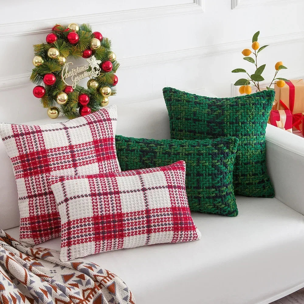 DecorBites™ Christmas Plaid Weave Cushion Cover - Festive Decorative Throw Pillow Cover
