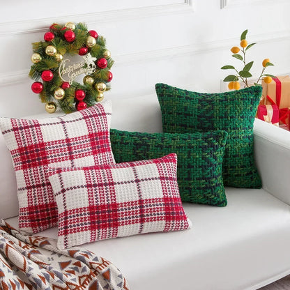 DecorBites™ Christmas Plaid Weave Cushion Cover - Festive Decorative Throw Pillow Cover