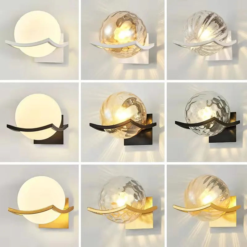 Lámpara de pared de bola de vidrio oro Decorbites™ para decoración de iluminación interior moderna