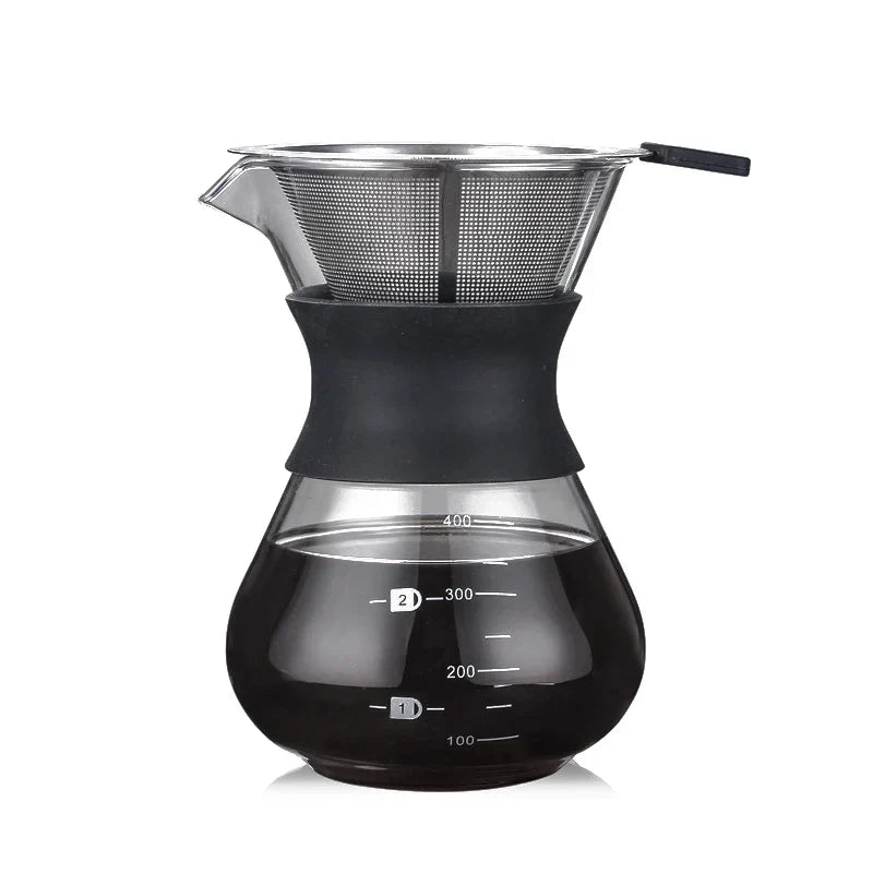 Decorbites™ Cafetera de Vidrio con Filtro de Acero Inoxidable - Utensilios para Café Duraderos