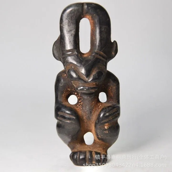 DecorBites™ Black Iron Meteorite Sun God Statue - Hongshan Culture Archaize Sculpture