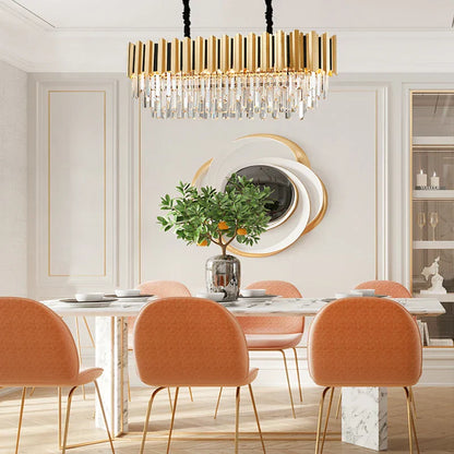 DecorBites™ Gold Crystal LED Chandelier: Modern Luxe Lighting Fixture for Home Decor