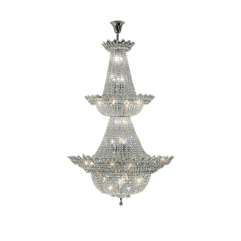DecorBites™ K9 Crystal Chrome LED Chandelier for Trendy Living Room Lighting