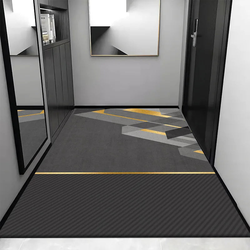 DecorBites™ Grey Crystal Velvet Entrance Rug - Luxe Absorbent, Anti-Slip, Easy-Clean Living Room Carpet