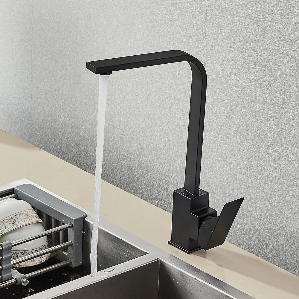 Grifo de cocina Decorbites™: Cromo/Oro con rotación de 360° Mezclador de grifo, montado en cubierta para fregadero de utilidad