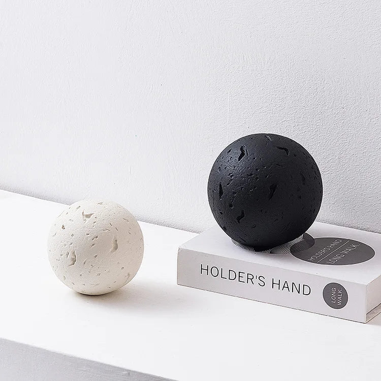 ديكور بايتس™ - زينة سيراميكية هندسية كروية على شكل قمر - إكسسوار ديكور منزلي