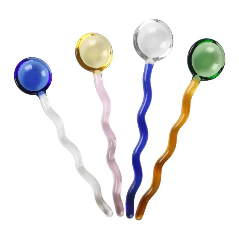 DecorBites™ Glass Spoon Coffee Stirring Rod for Home Cafe, Dessert Jam Scoop