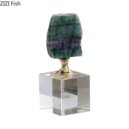 Adornos DecorBites™ con base de cristal: Obras de arte en ágata y fluorita, decoración moderna para el hogar.