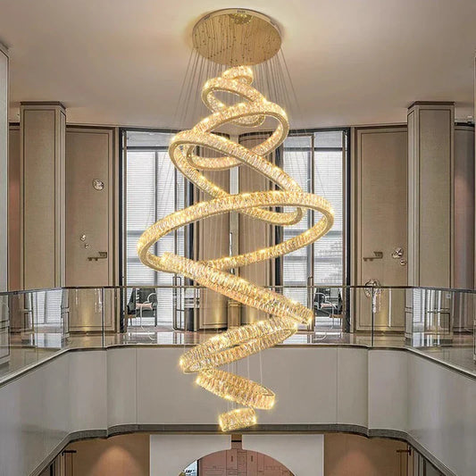 DecorBites™ Crystal Chandelier: Elegant Living Room & Stair Pendant Light