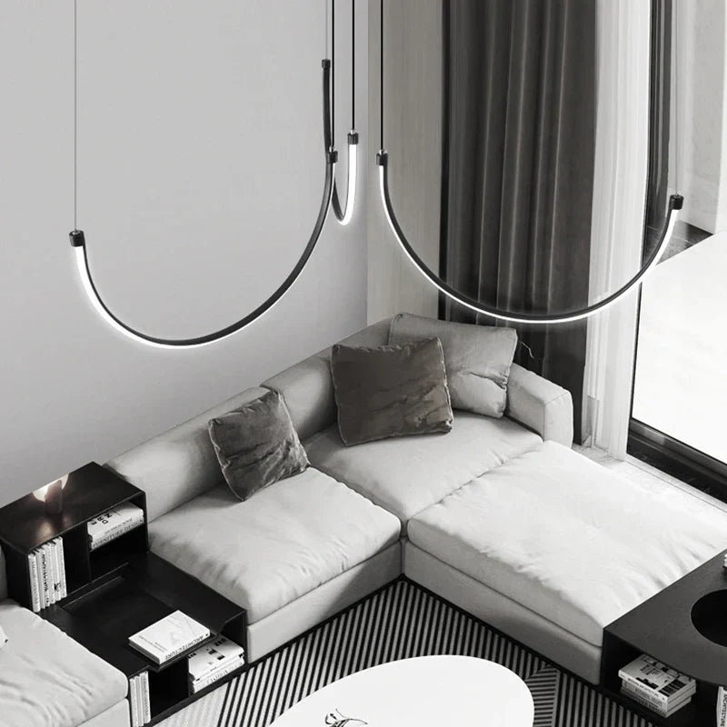 DecorBites™ Copper Chandelier: Nordic Minimalist Lines Pendant Light for Living Room Decor