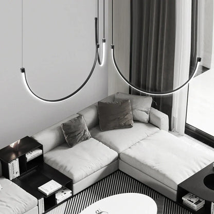 DecorBites™ Copper Chandelier: Nordic Minimalist Lines Pendant Light for Living Room Decor