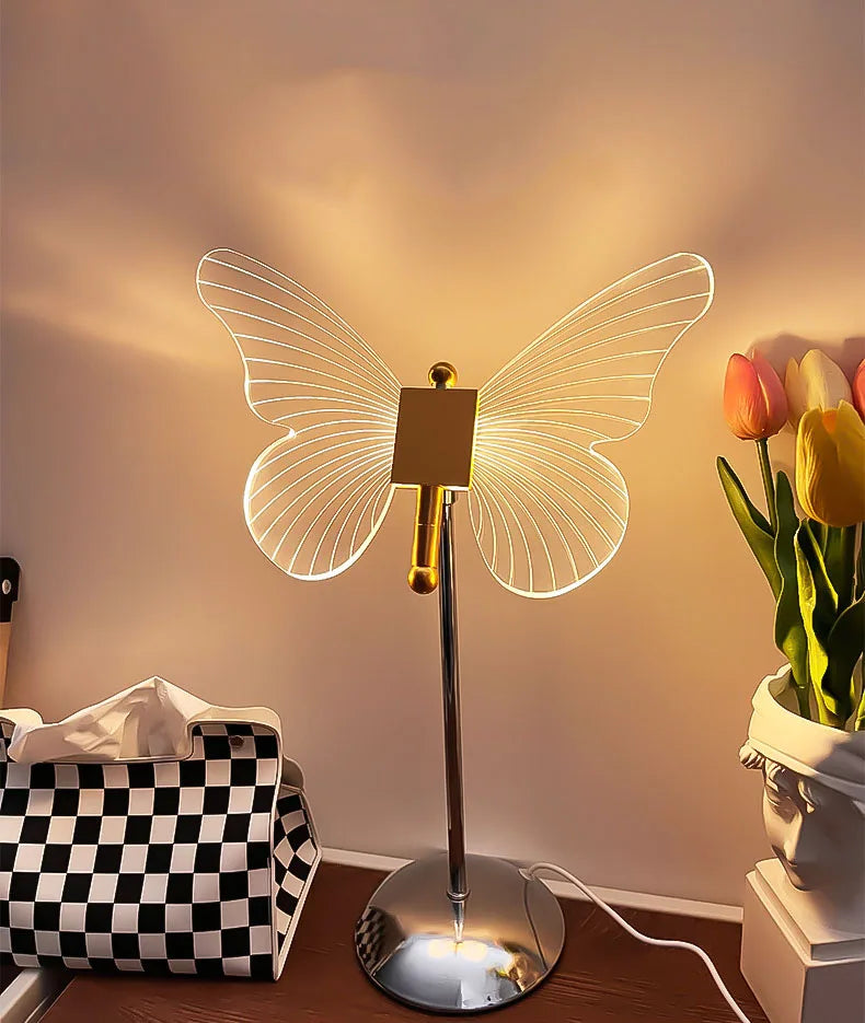 DecorBites™ Butterfly Gold Acrylic LED Desk Lamp for Artful Living Room Night Light