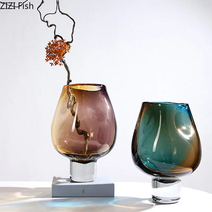 DecorBites™ Glass Vase Hydroponics Plant Pots | Colourful Table Decoration Vases