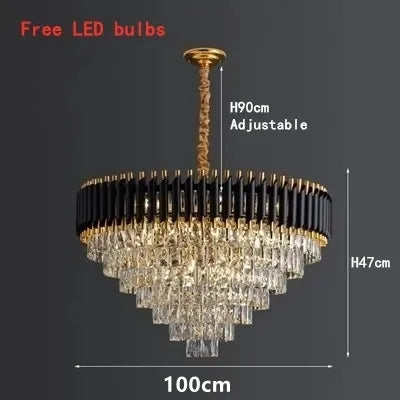 Lámpara colgante LED de cristal DecorBites™, iluminación negra de lujo para dormitorio, sala de estar y comedor.