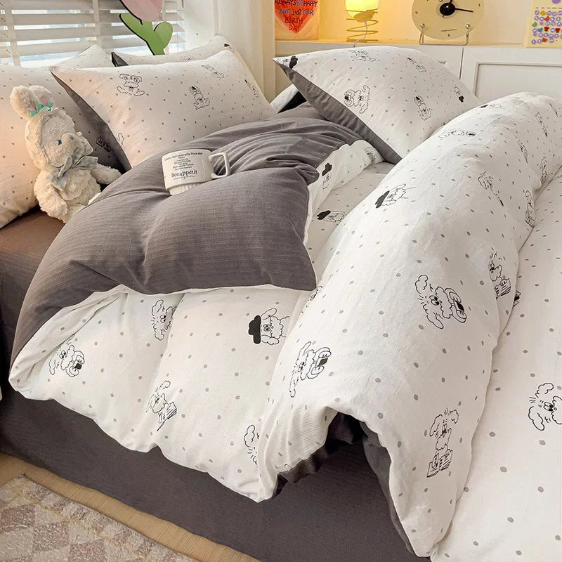 Juego de funda nórdica DecorBites™ de algodón estampado con doble capa de hilo - Cama Queen/King/Doble/Individual