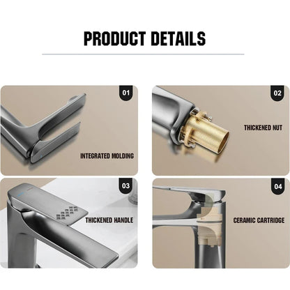 Brass Core Modern Bathroom Sink Faucet Single Handle Deck Mounted Wash Basin Water Tap Hot And Cold Mixer