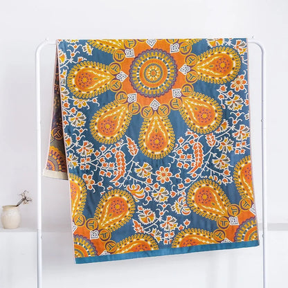 DecorBites™ Cotton Bath Towel - Boho Floral Design - Absorbent & Quick Dry - Large Size 80x160cm