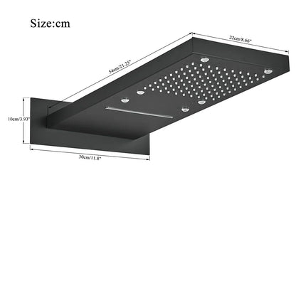 Grifo de baño cuadrado de pared DecorBites™ con cabezal de ducha tipo cascada LED de 54 x 22 cm